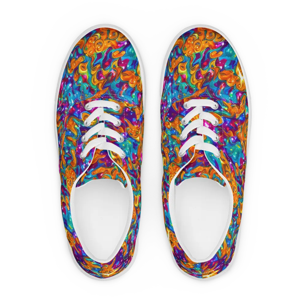 Saffron Kaleidoscope on Men's Lace-Up Canvas Shoes — Front