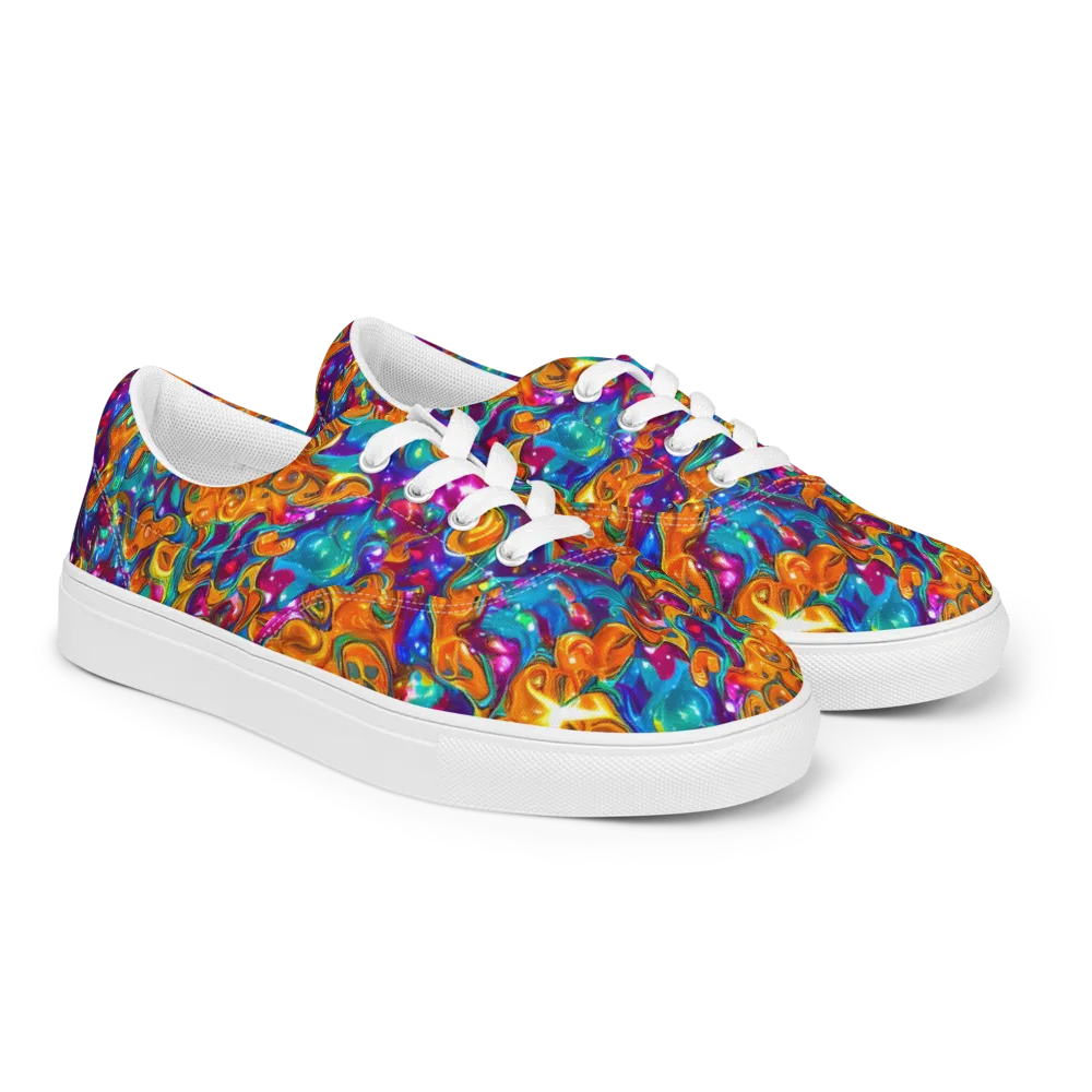 Saffron Kaleidoscope on Men's Lace-Up Canvas Shoes — Right Front