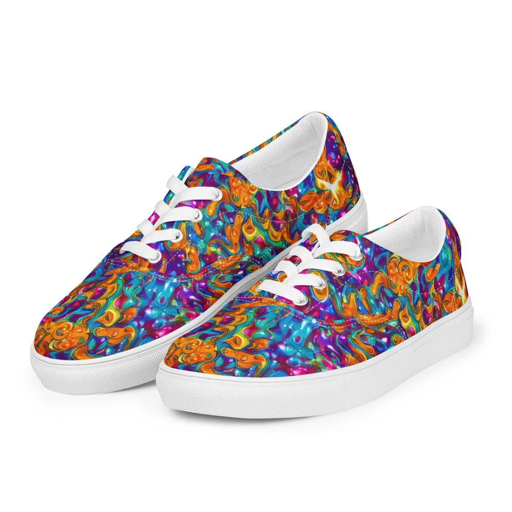 Saffron Kaleidoscope on Men's Lace-Up Canvas Shoes — Left Front