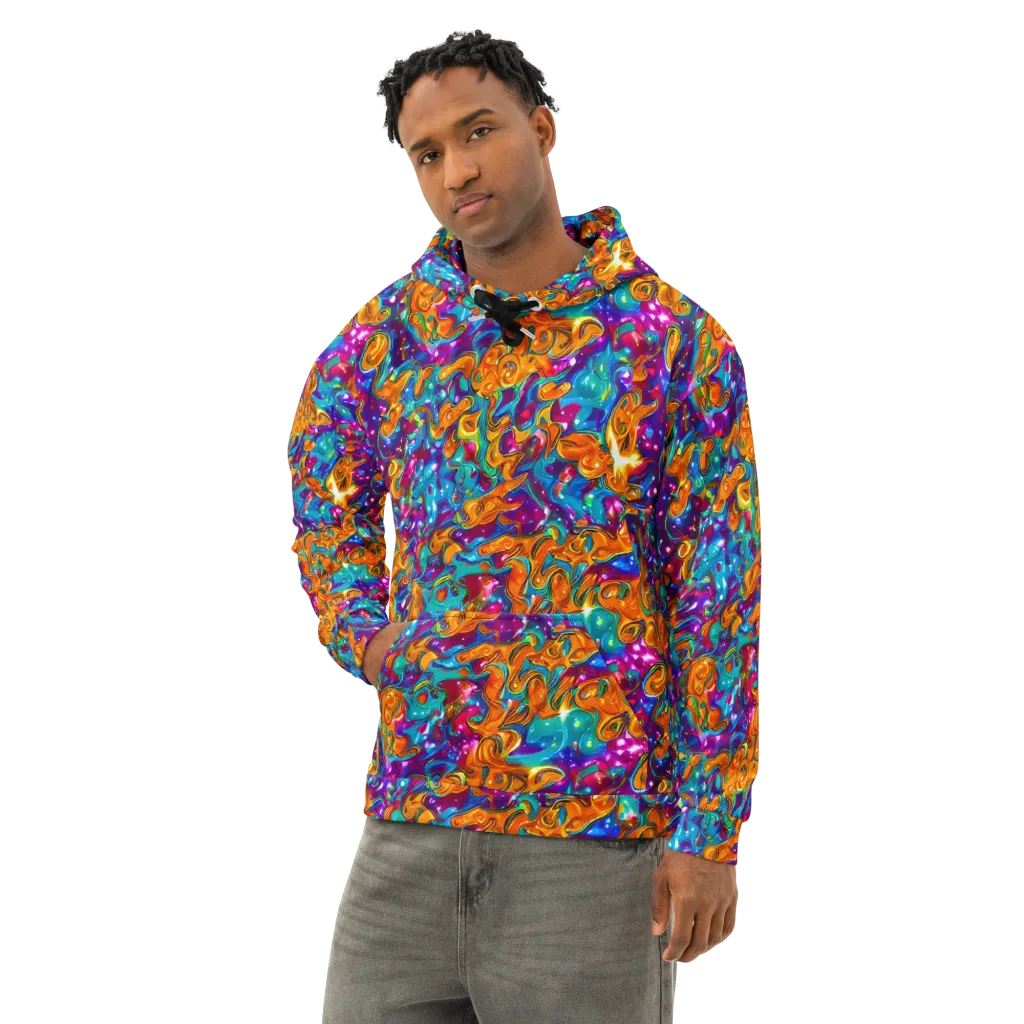 Saffron Kaleidoscope on Cotton Hoodie — Left Front