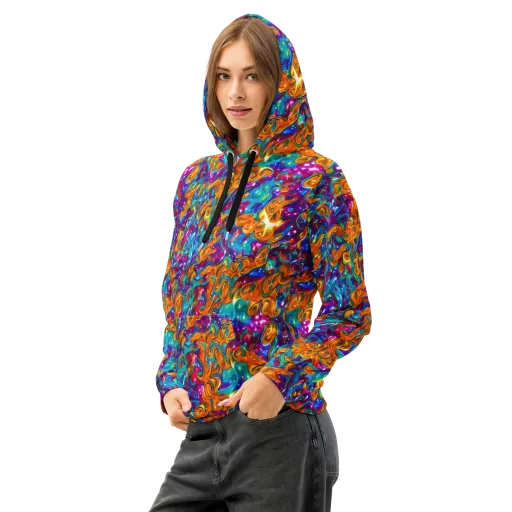 Saffron Kaleidoscope on a Cotton Hoodie