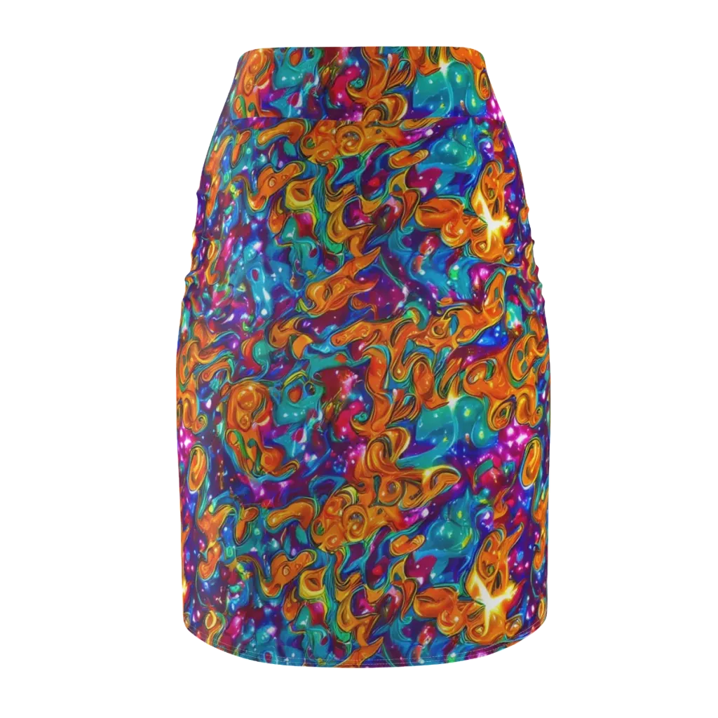 Saffron Kaleidoscope on Pencil Skirt — Back