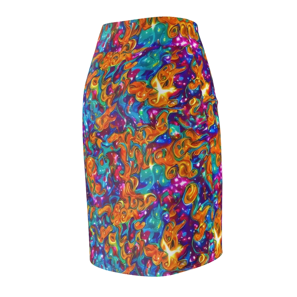 Saffron Kaleidoscope on Pencil Skirt — Back Side