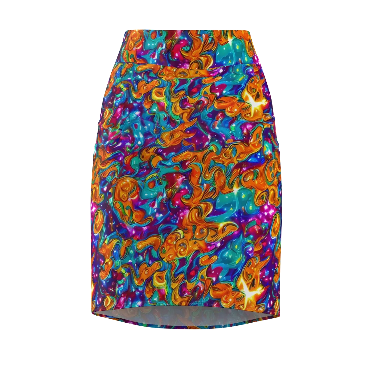 Saffron Kaleidoscope on Pencil Skirt — Front