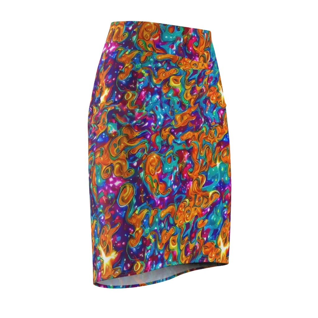 Saffron Kaleidoscope on Pencil Skirt — Front Side