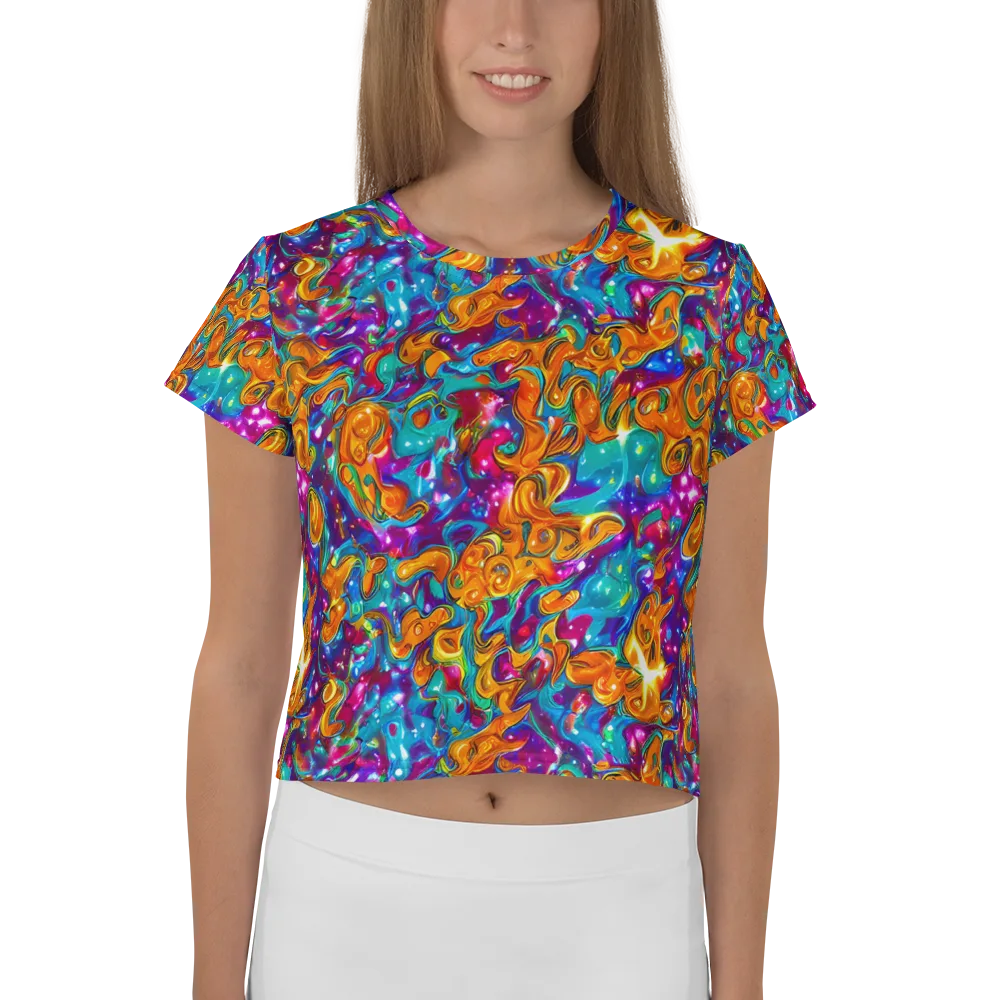 Saffron Kaleidoscope on Crop Tee — Front