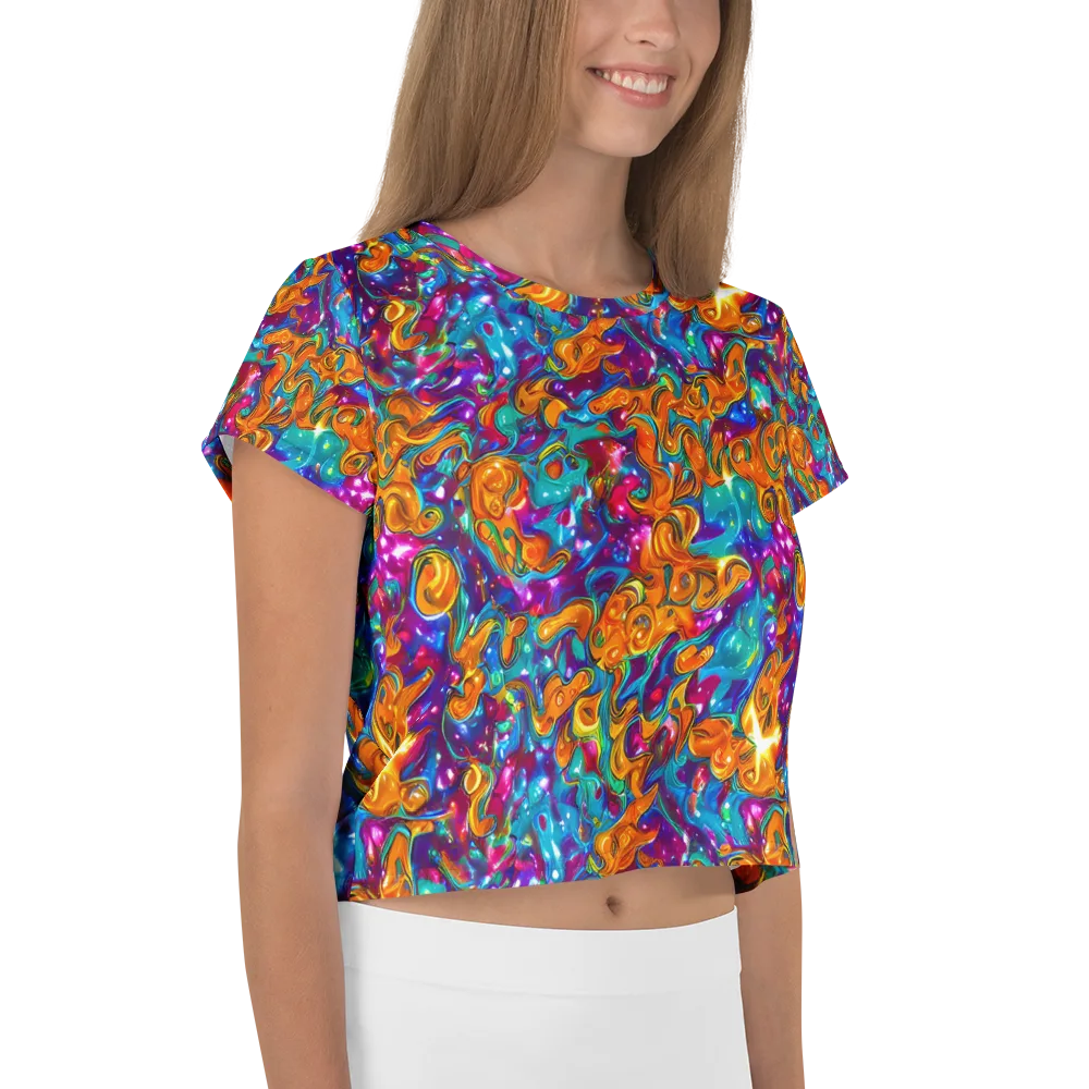 Saffron Kaleidoscope on Crop Tee — Right