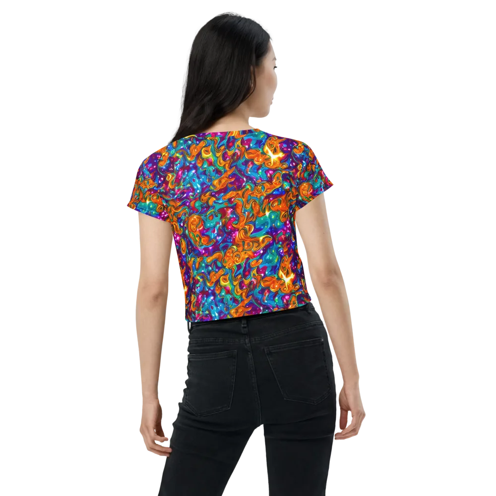 Saffron Kaleidoscope on Crop Tee — Back