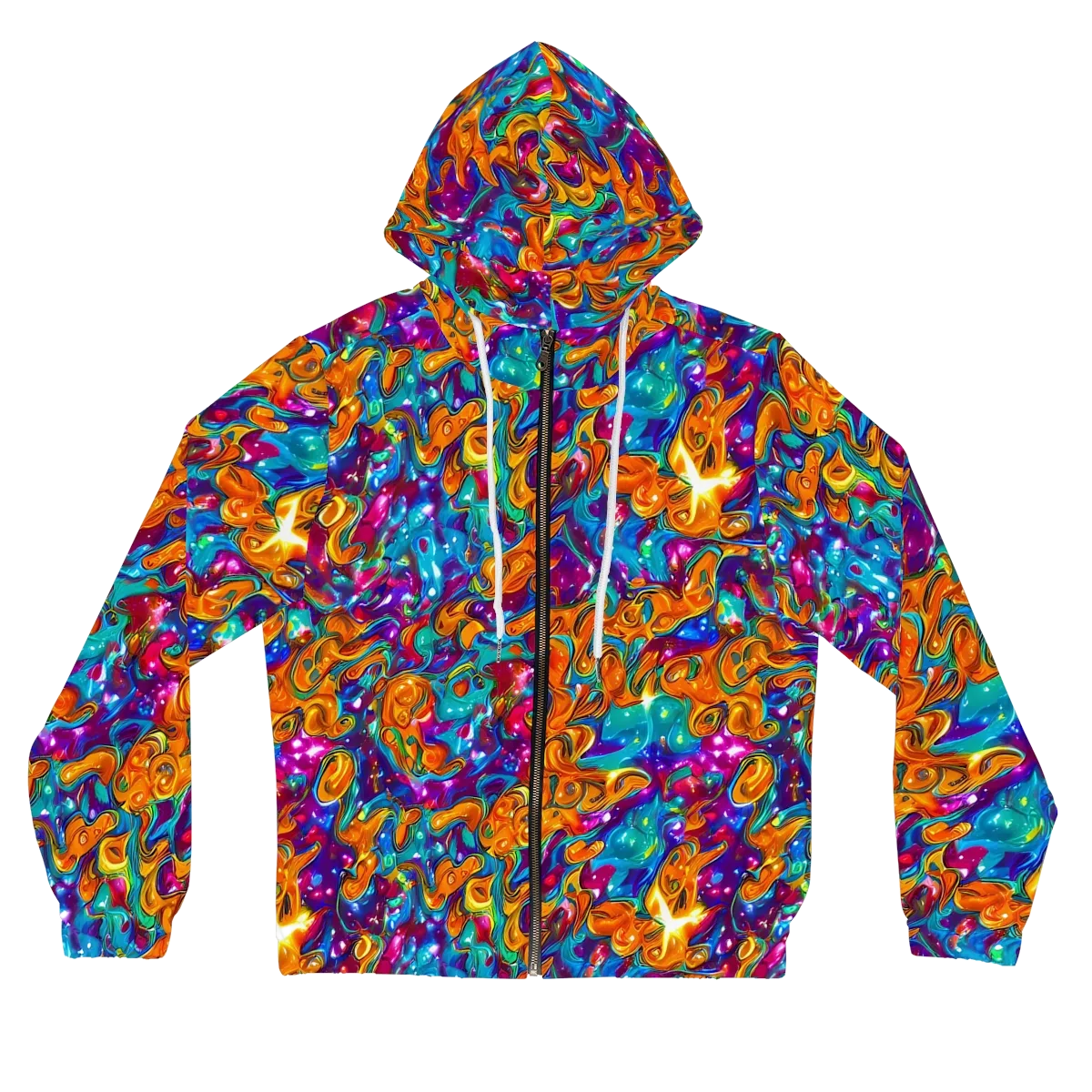 Saffron Kaleidoscope on Women's Full-Zip Hoodie — Front