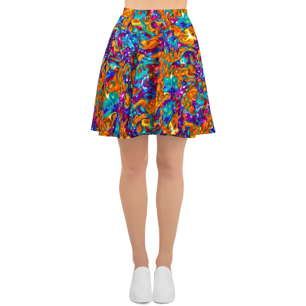 Saffron Kaleidoscope on Skater Skirt — Front