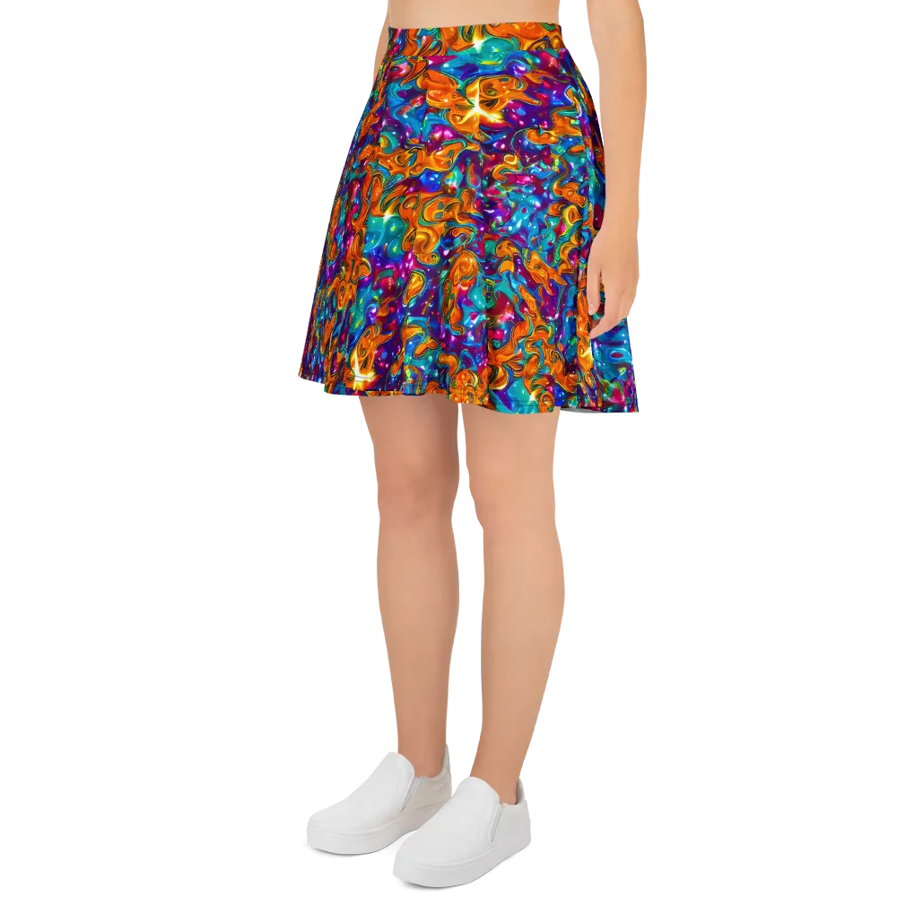 Saffron Kaleidoscope on Skater Skirt — Left