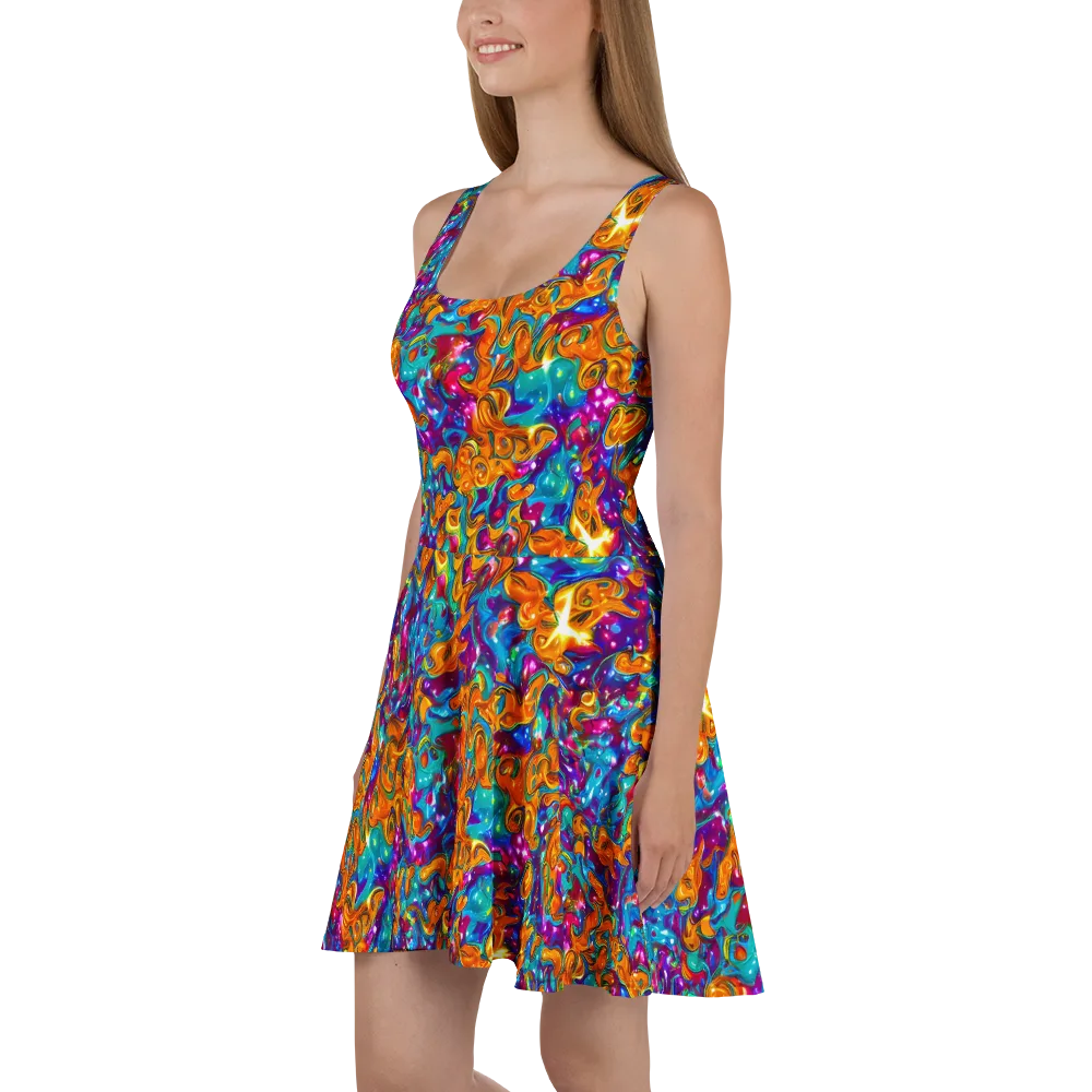 Saffron Kaleidoscope on Skater Dress — Left
