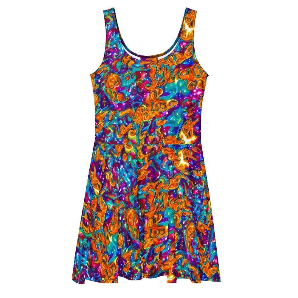 Saffron Kaleidoscope on Skater Dress — Front