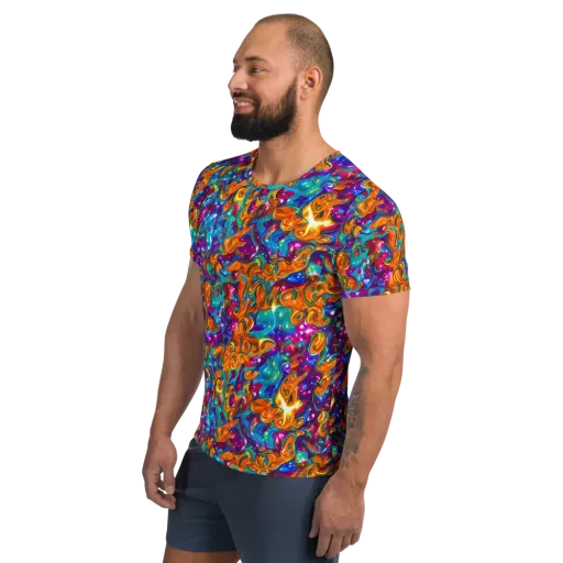Saffron Kaleidoscope on a Men's Athletic T-Shirt