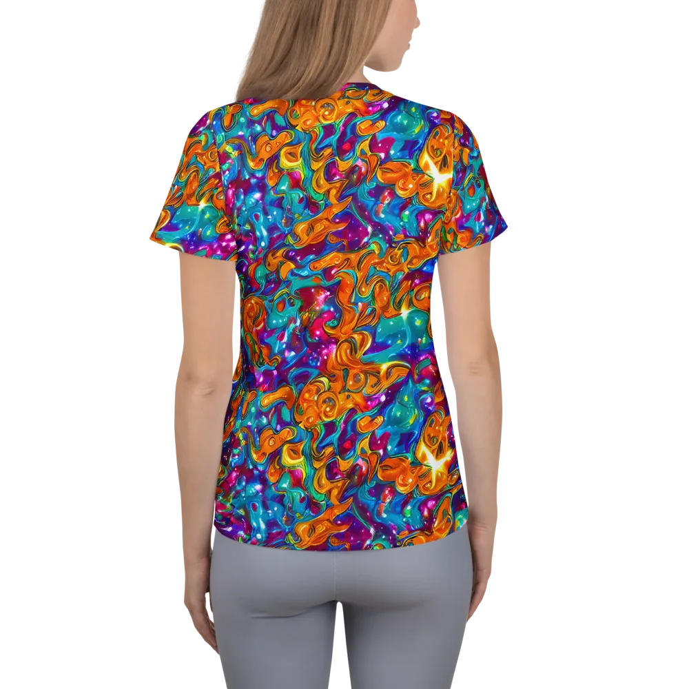Saffron Kaleidoscope on Women's Athletic T-Shirt — Back