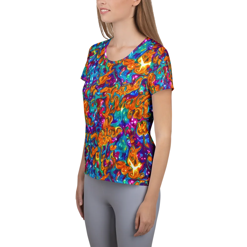 Saffron Kaleidoscope on Women's Athletic T-Shirt — Left