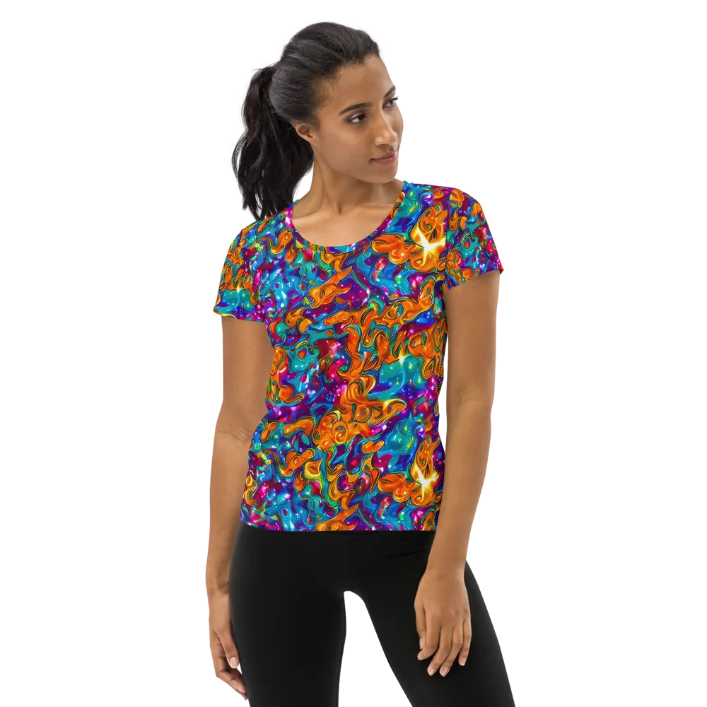 Saffron Kaleidoscope on Women's Athletic T-Shirt — Front