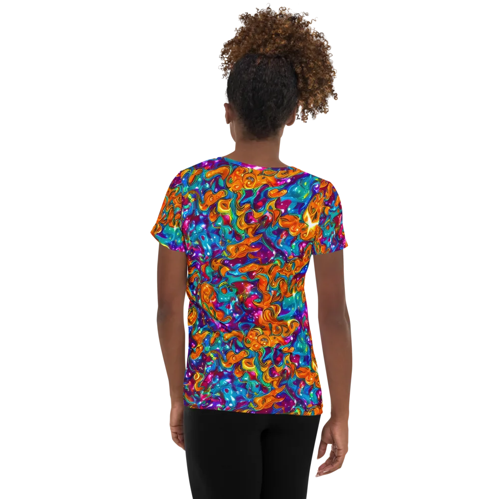 Saffron Kaleidoscope on Women's Athletic T-Shirt — Back
