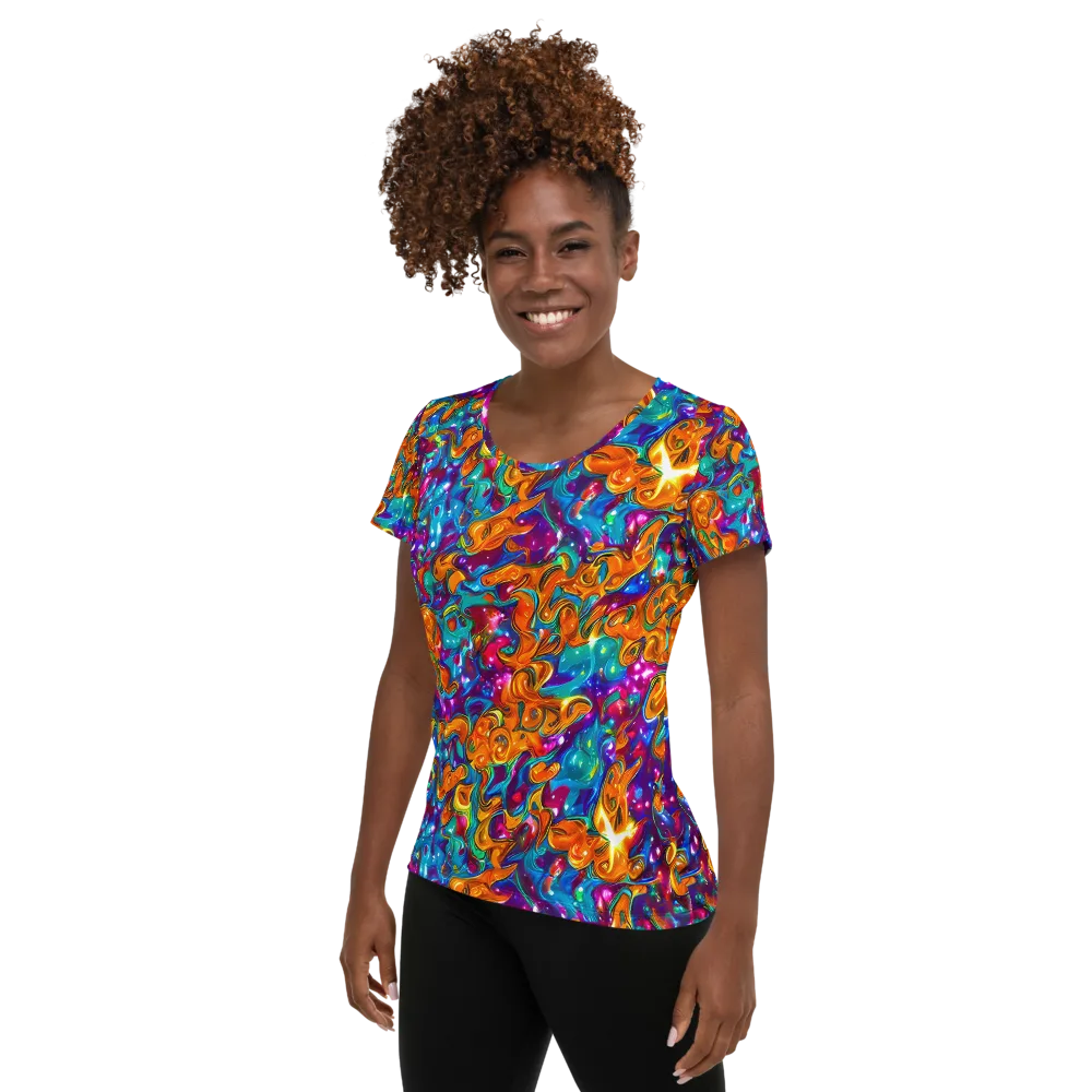 Saffron Kaleidoscope on Women's Athletic T-Shirt — Left