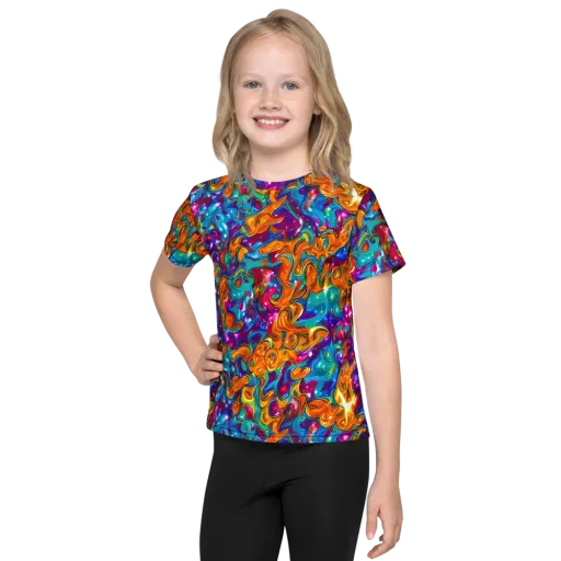 Saffron Kaleidoscope on a Kids Crew Neck T-Shirt