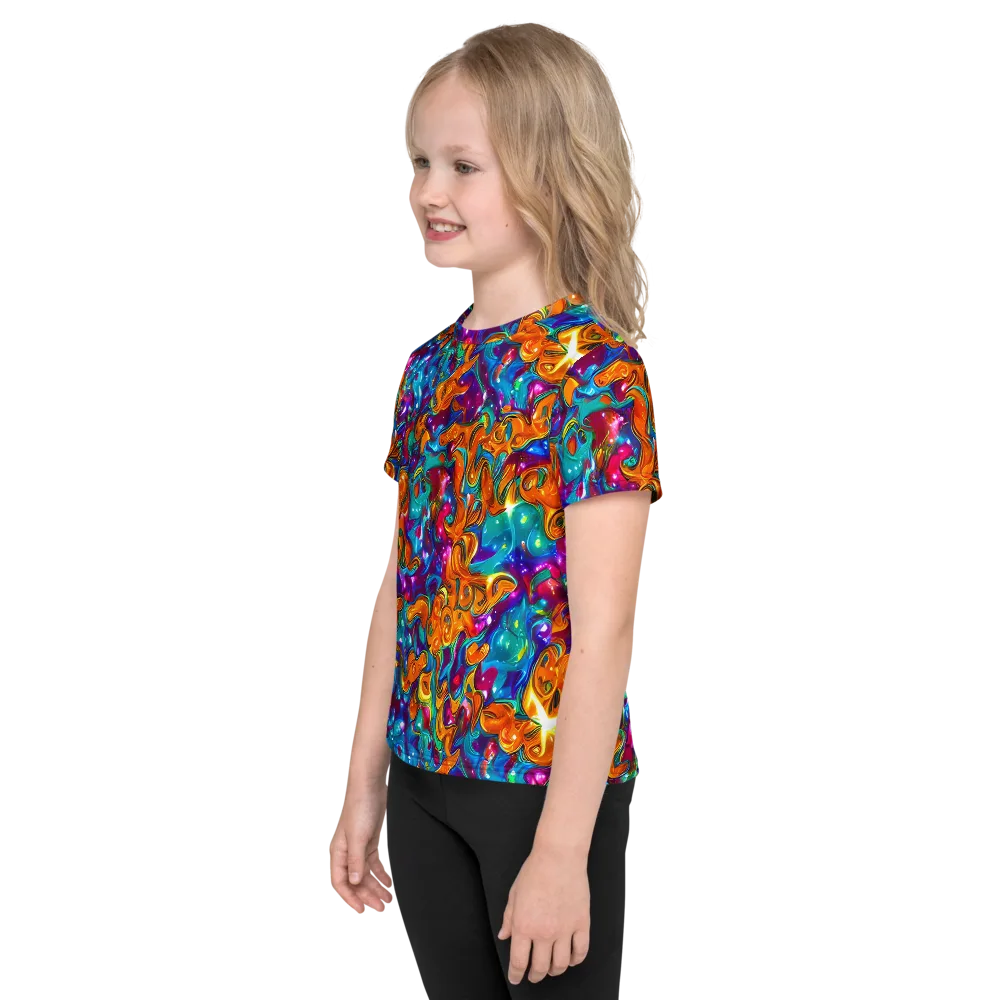 Saffron Kaleidoscope on Kids Crew Neck T-Shirt — Left