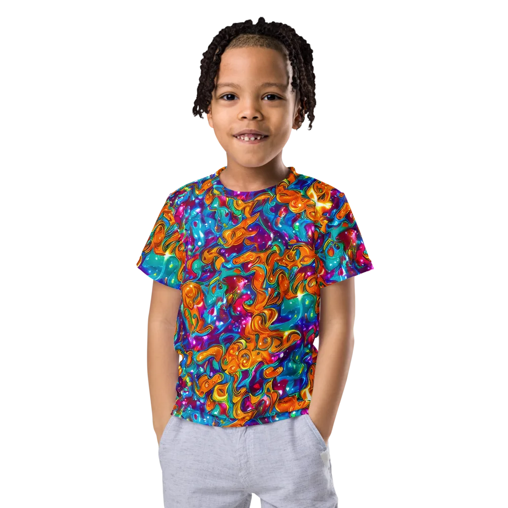 Saffron Kaleidoscope on Kids Crew Neck T-Shirt — Front