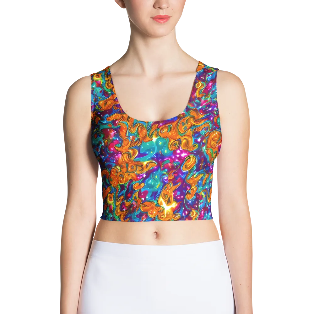 Saffron Kaleidoscope on Crop Top — Front