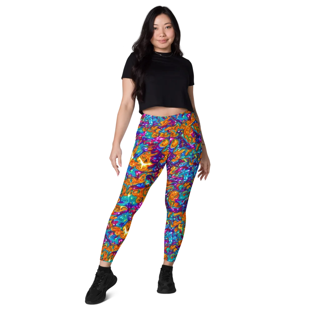 Saffron Kaleidoscope on Leggings with Pockets — Front
