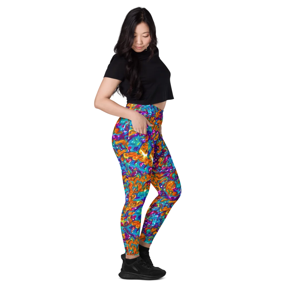 Saffron Kaleidoscope on Leggings with Pockets — Right