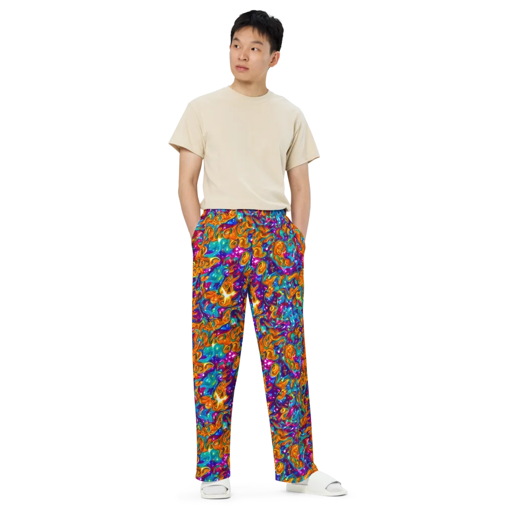 Saffron Kaleidoscope on Wide-Leg Pants — Front