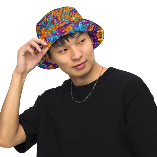 Saffron Kaleidoscope on a Reversible Bucket Hat