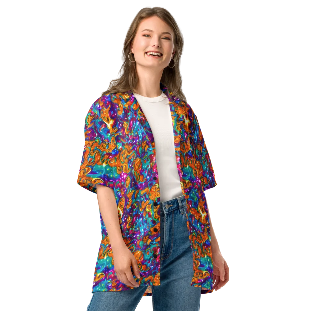 Saffron Kaleidoscope on Button Shirt — Front