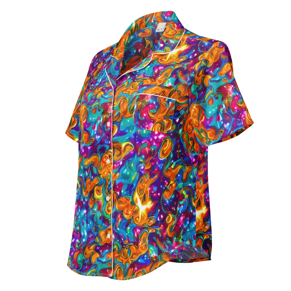 Saffron Kaleidoscope on Women's Short Sleeve Pajama Top — Left Front