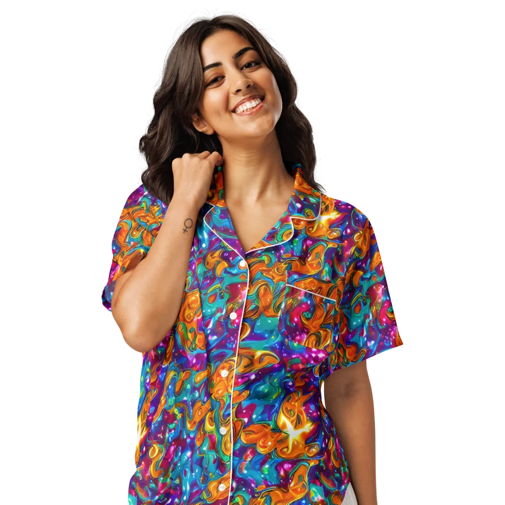 Saffron Kaleidoscope on Women's Short Sleeve Pajama Top — Front