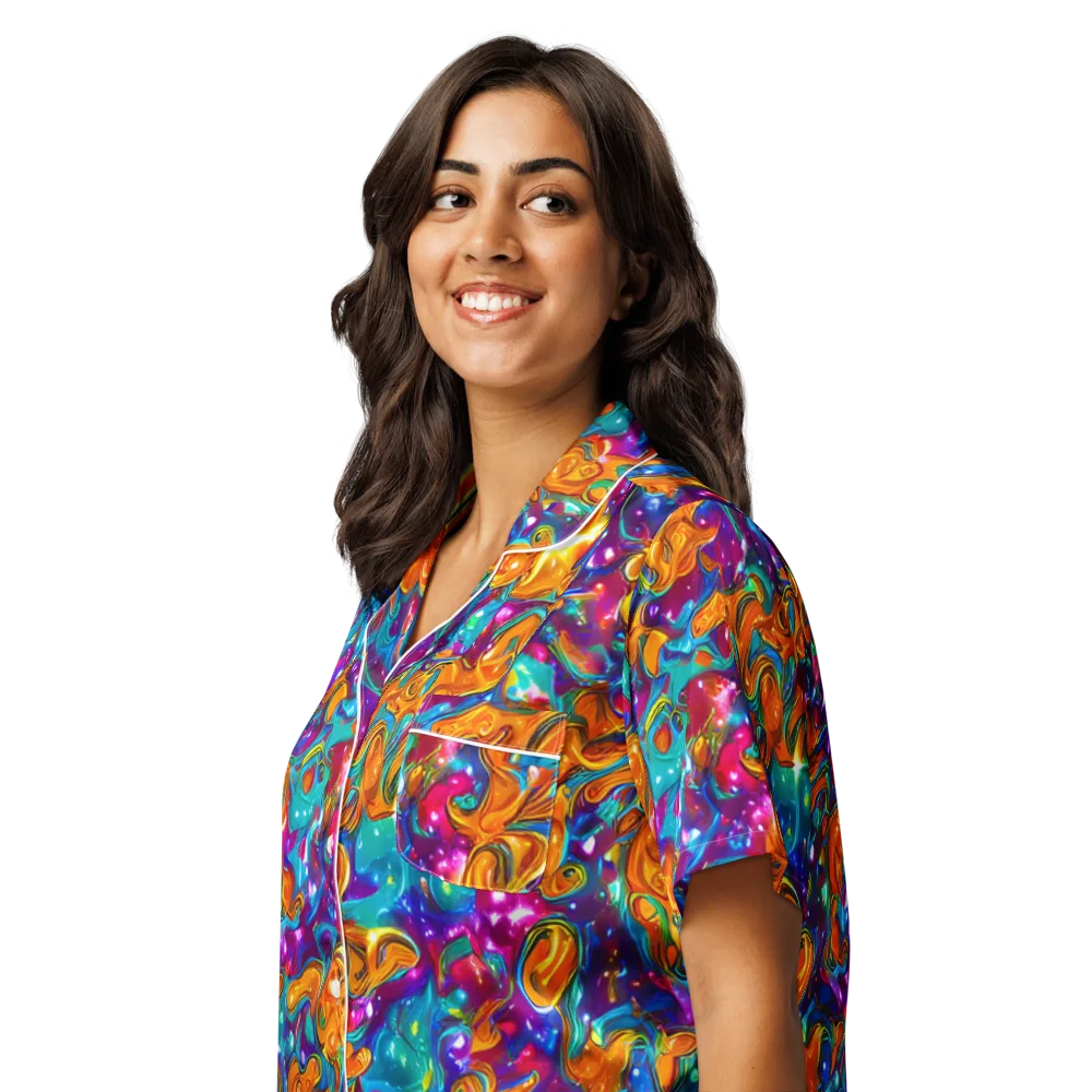 Saffron Kaleidoscope on Women's Short Sleeve Pajama Top — Left Front