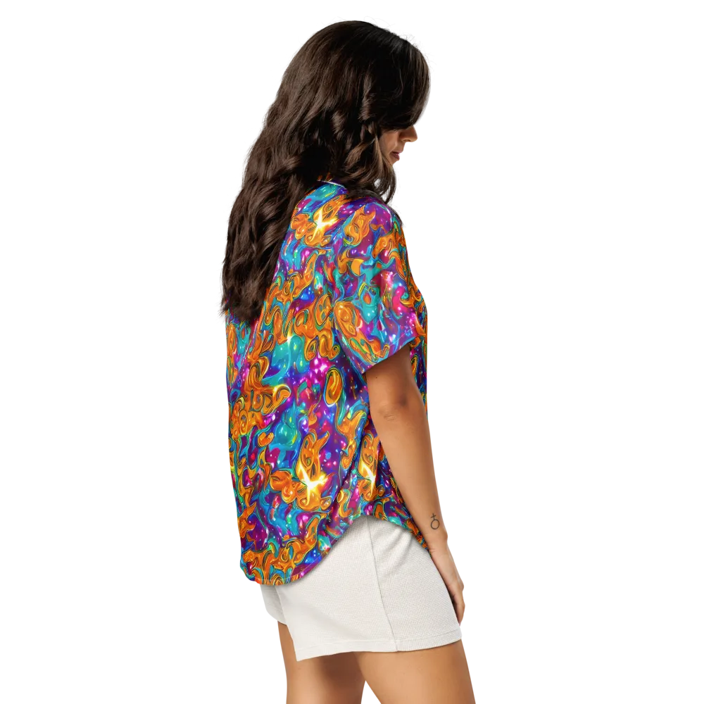 Saffron Kaleidoscope on Women's Short Sleeve Pajama Top — Right Back