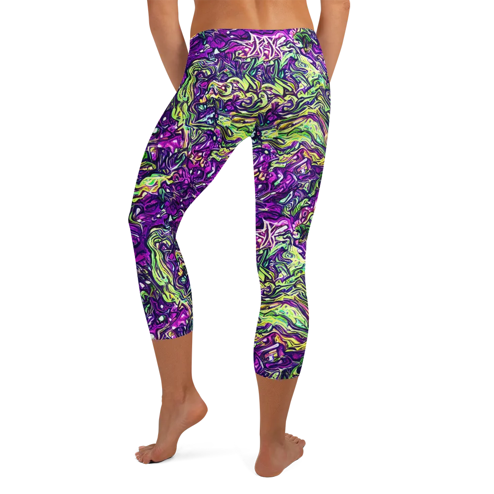 Psychedelic Jungle on Capri Leggings — Back