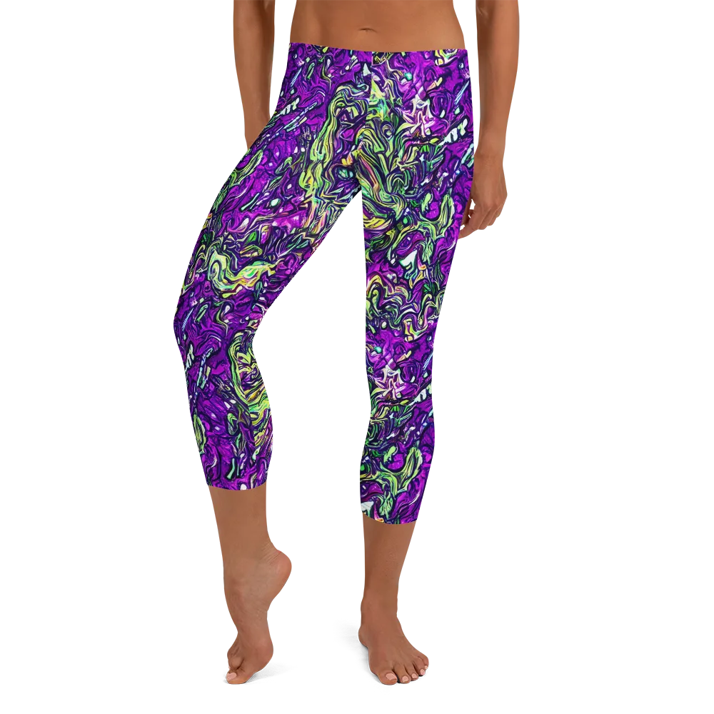 Psychedelic Jungle on Capri Leggings — Front