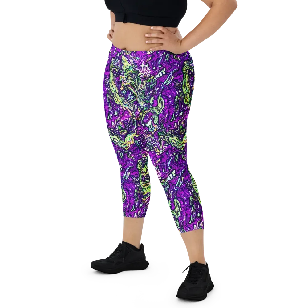 Psychedelic Jungle on Capri Leggings — Front