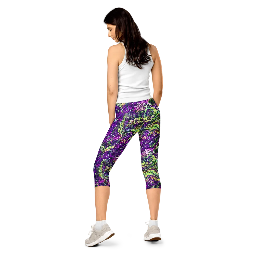 Psychedelic Jungle on Capri Leggings — Back