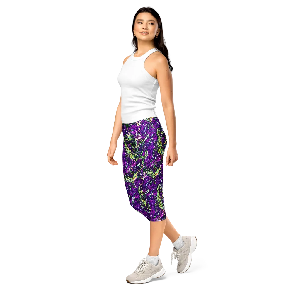 Psychedelic Jungle on Capri Leggings — Left Front