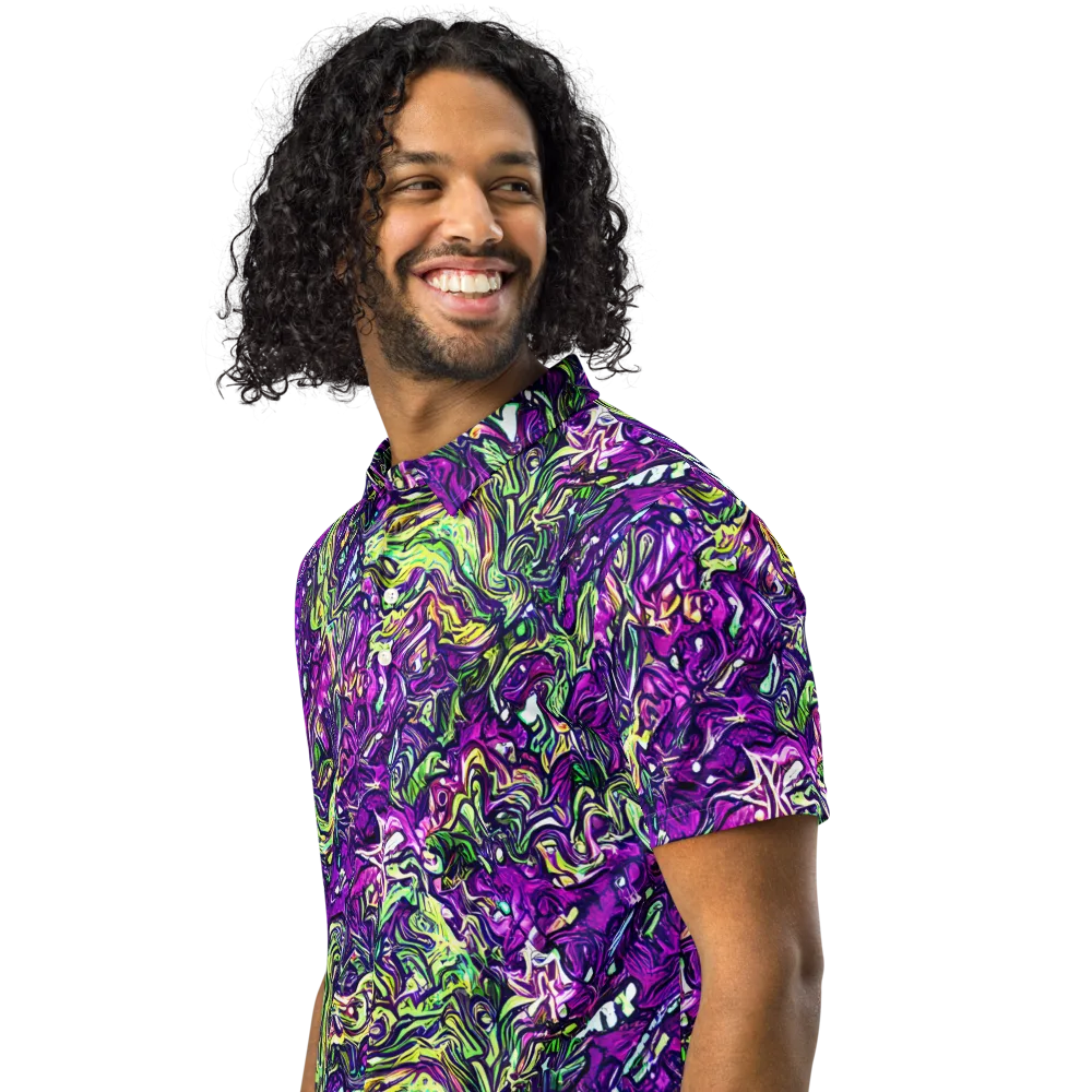 Psychedelic Jungle on Men's Slim Fit Polo Shirt — Left Front