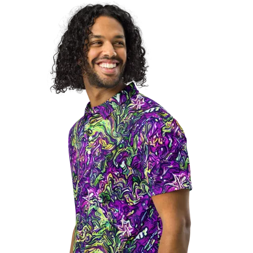 Psychedelic Jungle on a Men's Slim Fit Polo Shirt