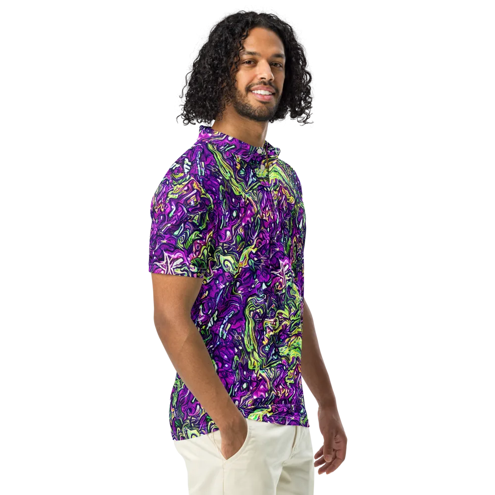 Psychedelic Jungle on Men's Slim Fit Polo Shirt — Right Front