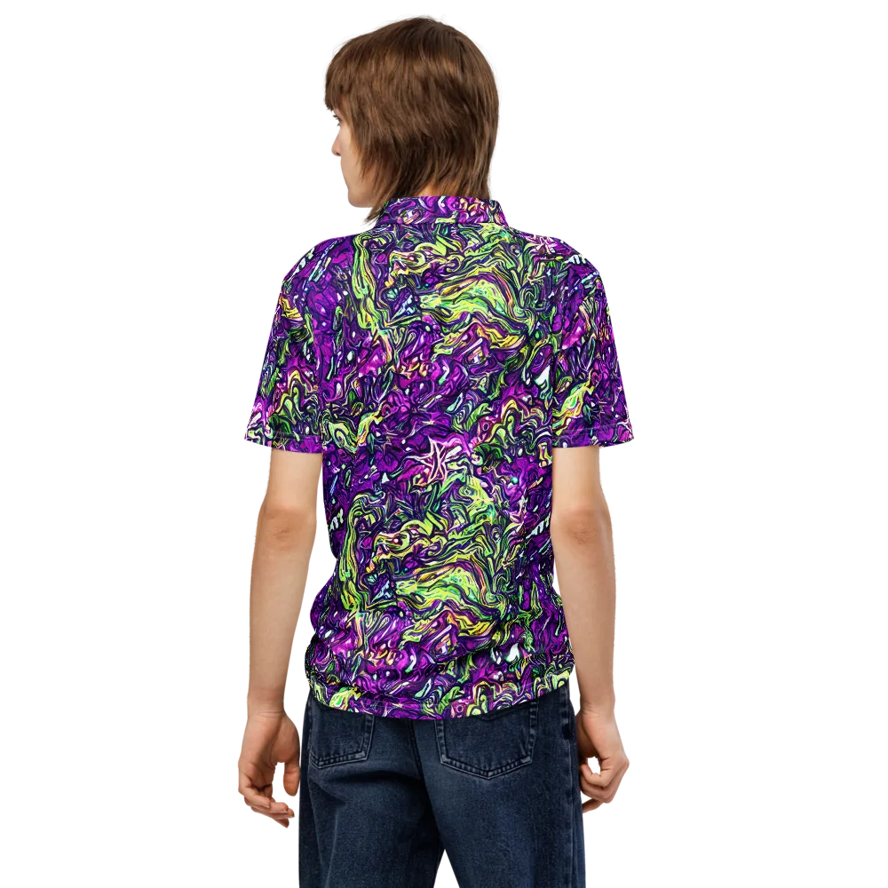 Psychedelic Jungle on Men's Slim Fit Polo Shirt — Back