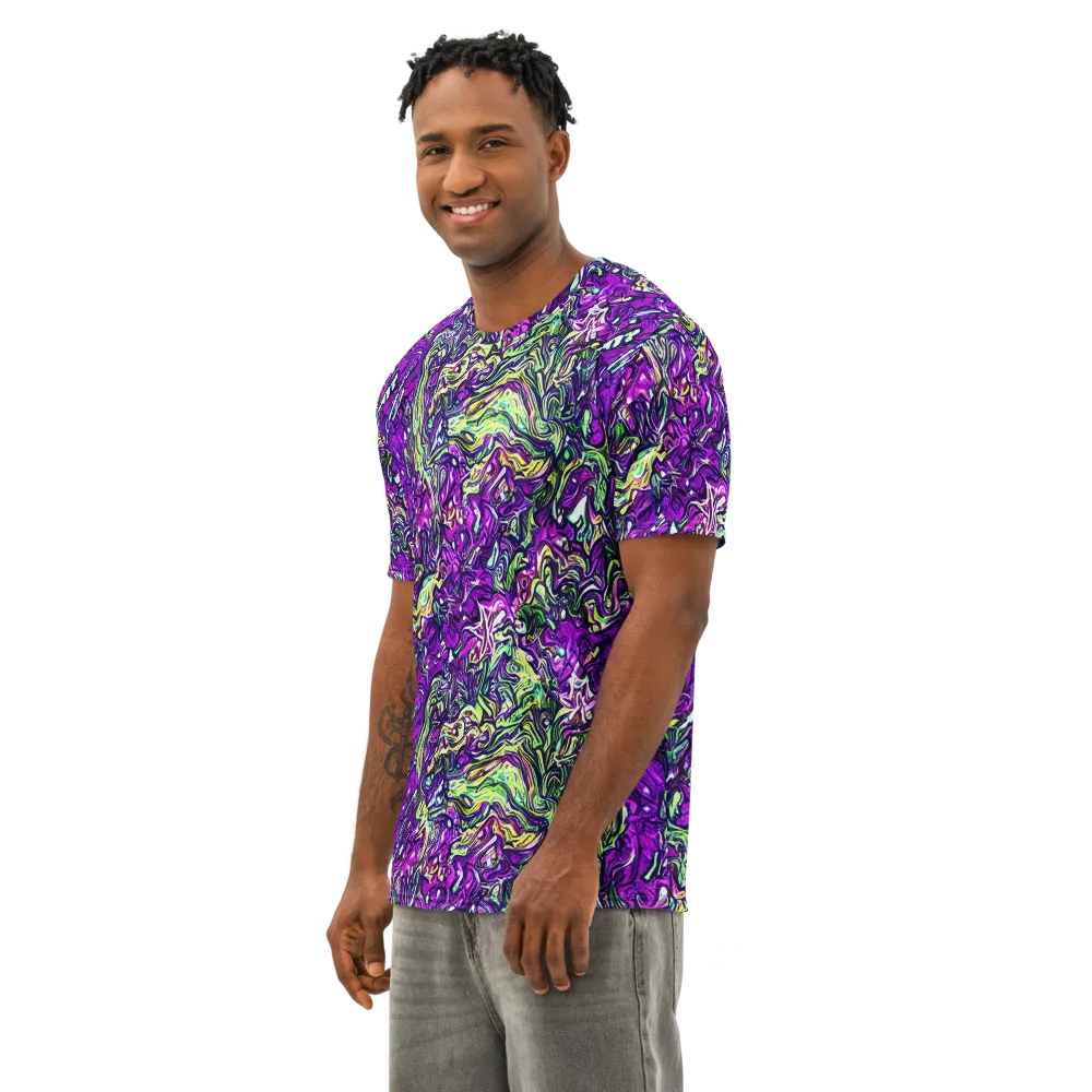 Psychedelic Jungle on Men's Cotton Crew Neck T-Shirt — Left Front
