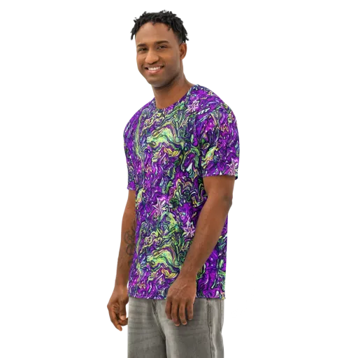 Psychedelic Jungle on a Men's Cotton Crew Neck T-Shirt