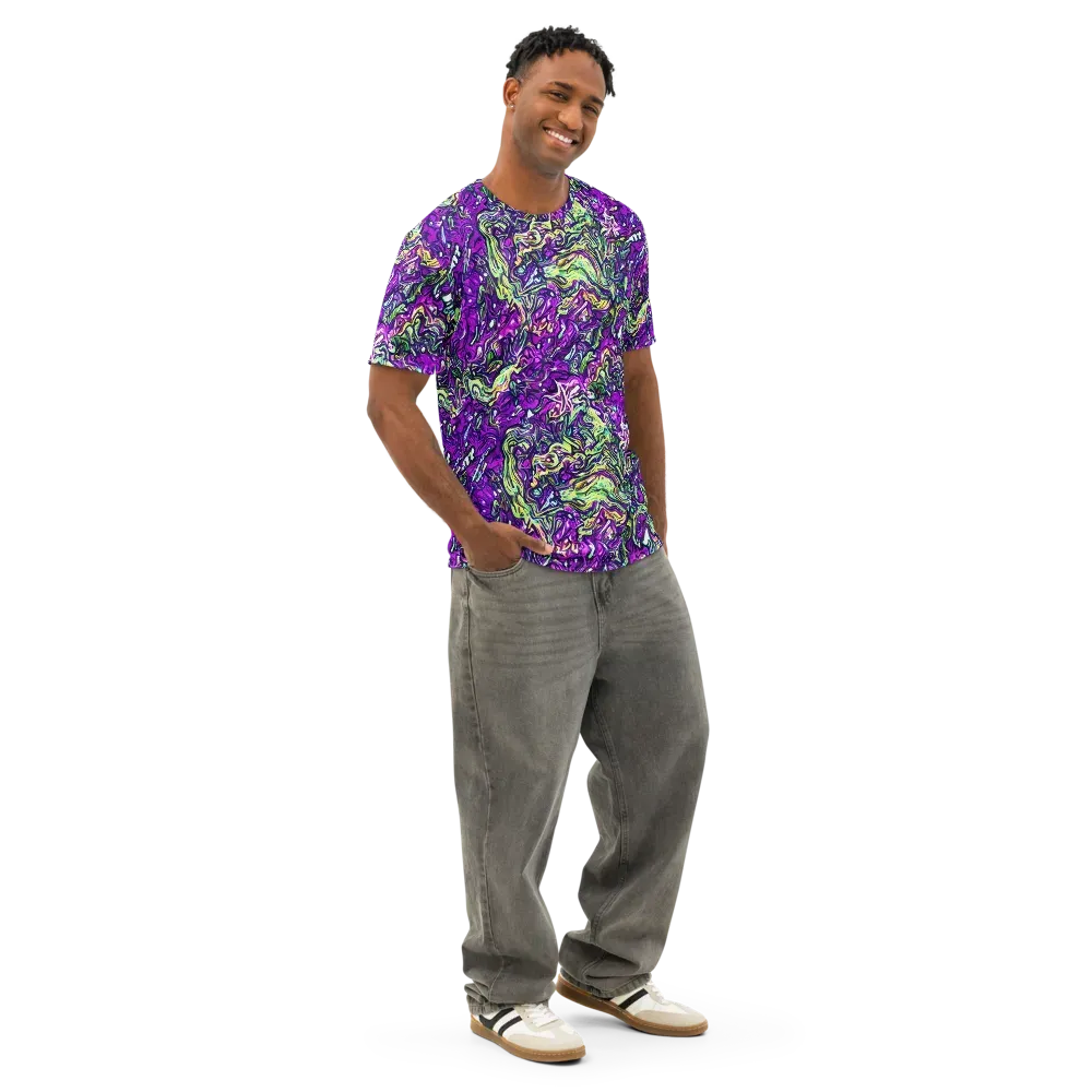 Psychedelic Jungle on Men's Cotton Crew Neck T-Shirt — Right Front