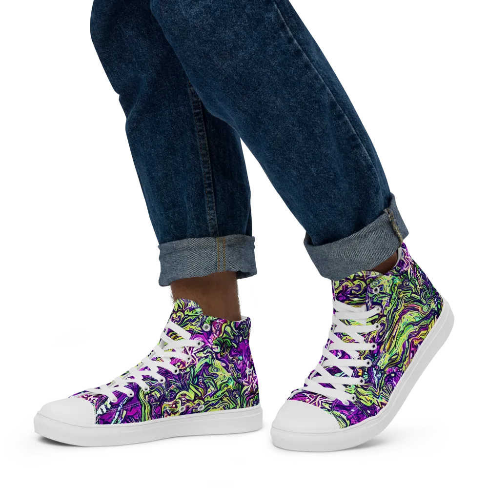 Psychedelic Jungle on Men's High Top Canvas Shoes — Left