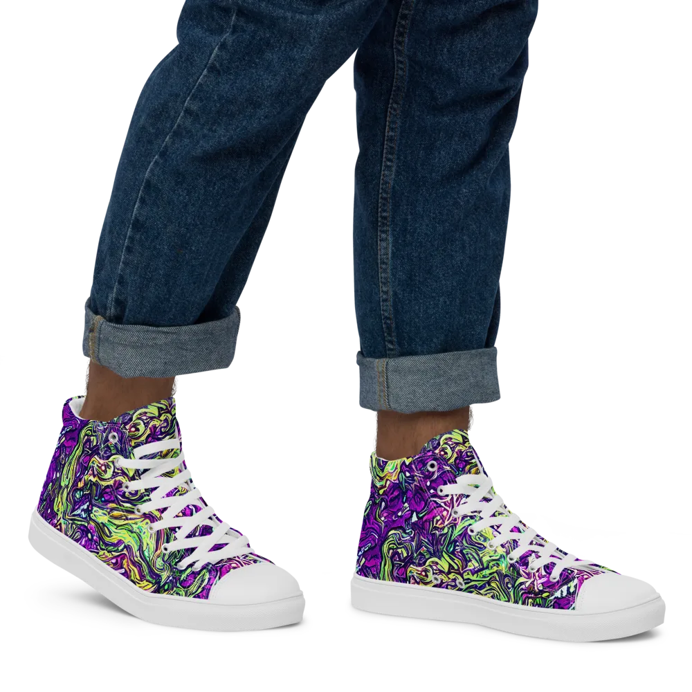 Psychedelic Jungle on Men's High Top Canvas Shoes — Right